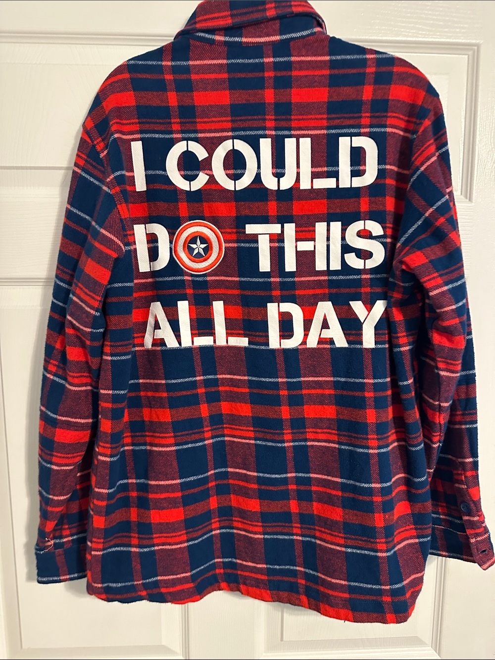 Marvel Men’s Red & Blue Plaid Button-Down Shirt